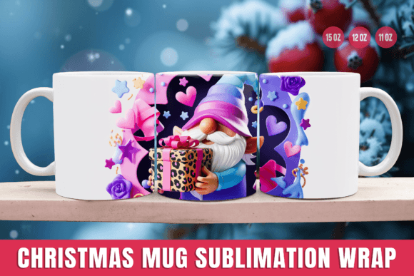 3D Christmas Mug Wrap Sublimation Design for Illustrations