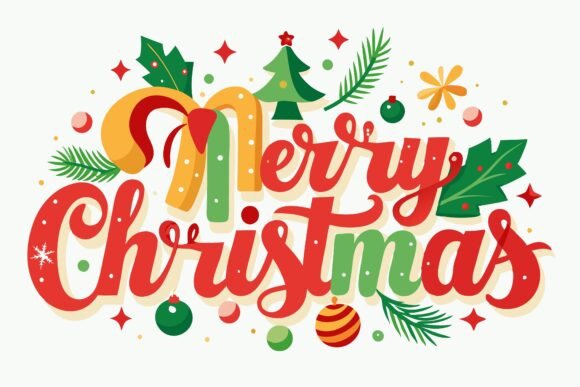 A Festive Merry Christmas Vector Illust for Illustrations