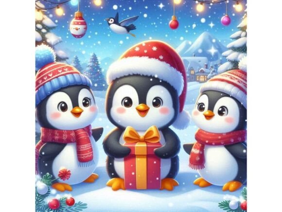 Adorable Penguins in a Snowy Christmas S