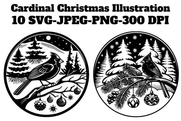 Cardinal Christmas Illustration Bundle