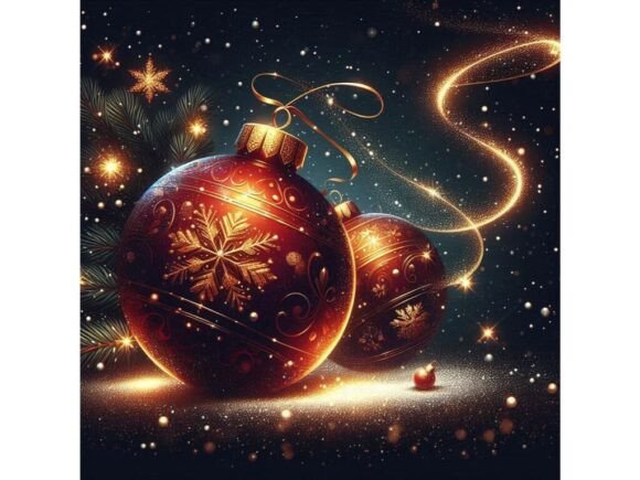 Christmas Baubles with Glittery Snow Eff: A Crafter’s Review of These Festive Illustrations
