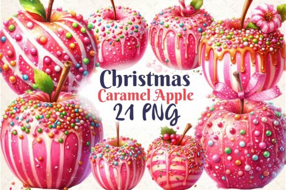 Christmas Caramel Apple ClipArt s in Illustrations