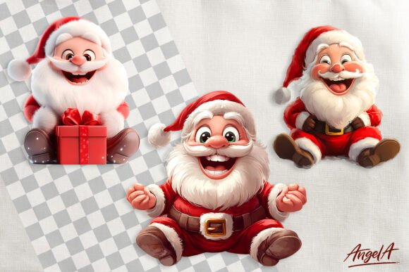 Christmas Clipart, Funny Santa Clipart for Illustrations and Blog Graphics