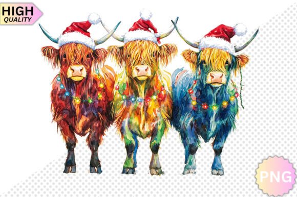 Christmas Cows PNG – Holiday Cow Designs for Illustrations
