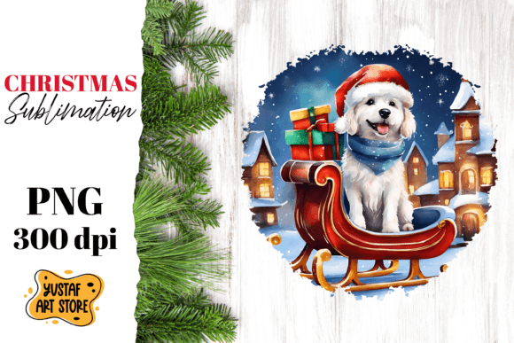 Christmas Dog Sublimation Design. Funny