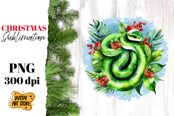 Christmas Sublimation Design. Cute Snake Review