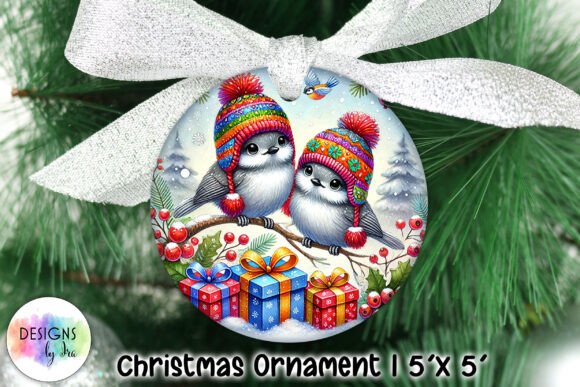 Cute Christmas Birds Ornaments Design: Illustrations for Handmade Shops