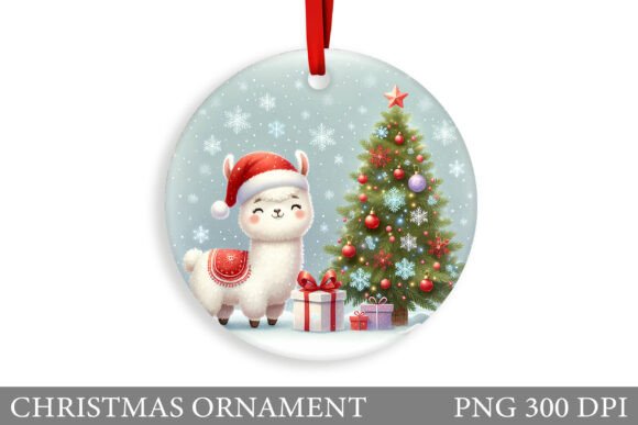 Cute Lama Christmas Ornament Sublimation for Illustrations