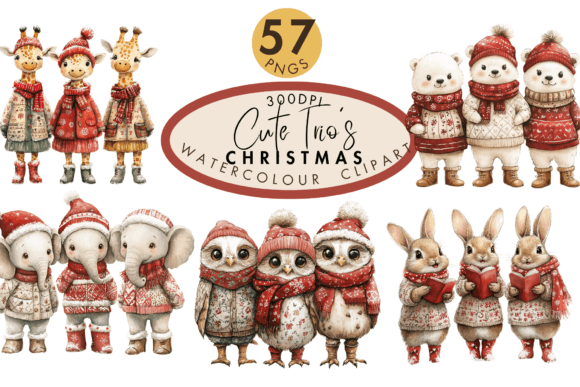 Cute Trios Christmas Watercolor Clipart: A Brand Designer’s Review for Illustrations