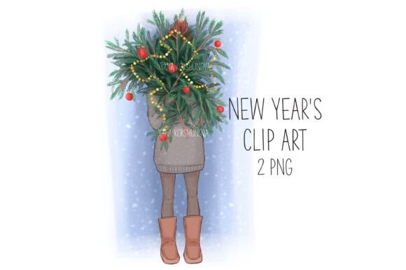 New Year's Clipart, Christmas Winter Png in Illustrations