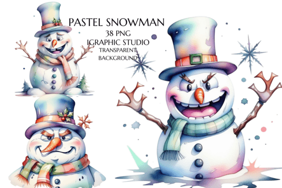 Pastel Snowman Clipart, Christmas Png: A Designer’s Review for Illustrations
