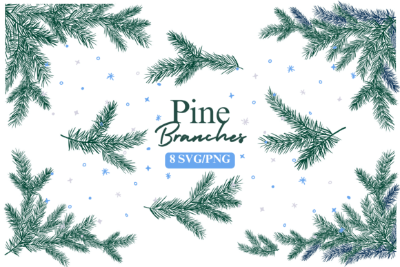 Pine Tree Christmas Branches SVG Clipart for Illustrations