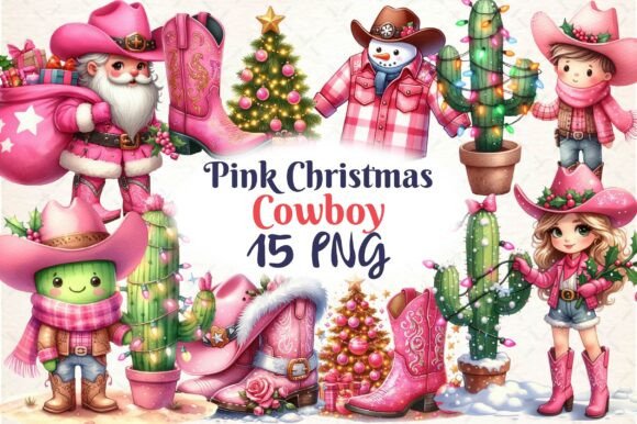 Pink Christmas Cowboy Clipart PNG: A Review for Illustrations and Blog Graphics