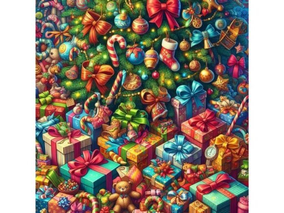 Playful Christmas Presents Under the Tre