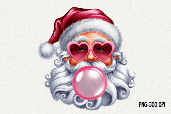 Retro Santa Christmas Blowing Clipart, in Illustrations