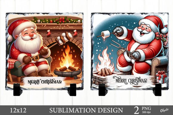 Smores with Santa Slate PNG. Christmas: A Designer’s Review of Seasonal Illustrations
