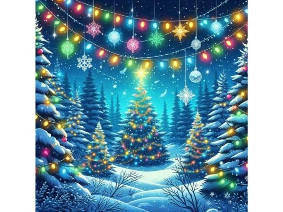 Vibrant Christmas Lights Strung Across S Illustrations