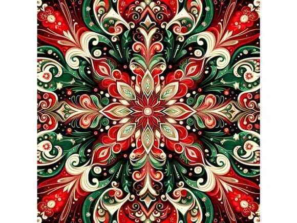 Vibrant Red and Green Christmas Patterns Illustrations