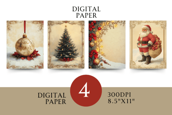 Vintage Christmas Junk Journal Paper for Bloggers and Illustrations