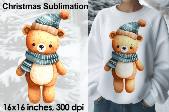 Watercolor Christmas Bear Sublimation