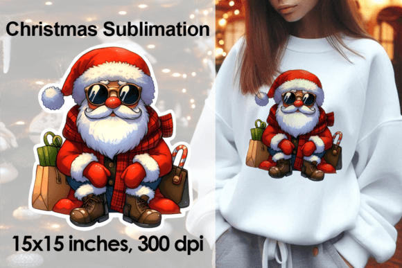Watercolor Christmas Santa Sticker PNG: Illustrations for Branding