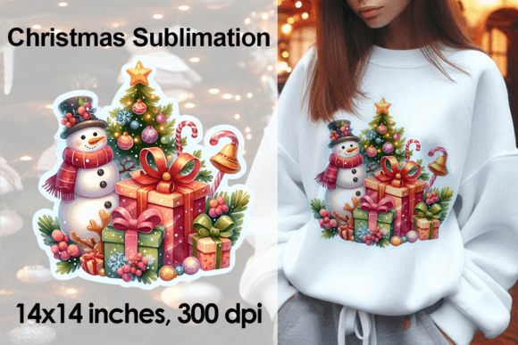 Watercolor Christmas Sticker PNG: Festive Illustrations for Crafters
