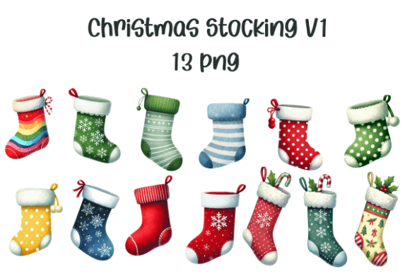 Watercolor Christmas Stocking Clipart V1 Illustrations Review