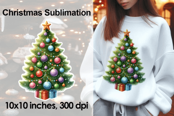 Watercolor Christmas Tree Sticker PNG Review for Illustrations