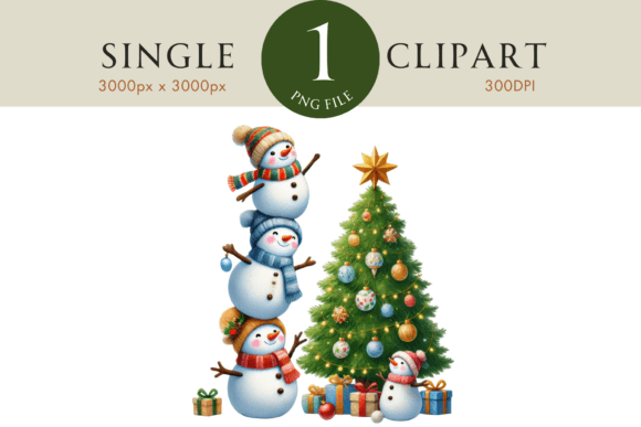 Whimsical Snowmen and Christmas Tree Cli Illustrations Review