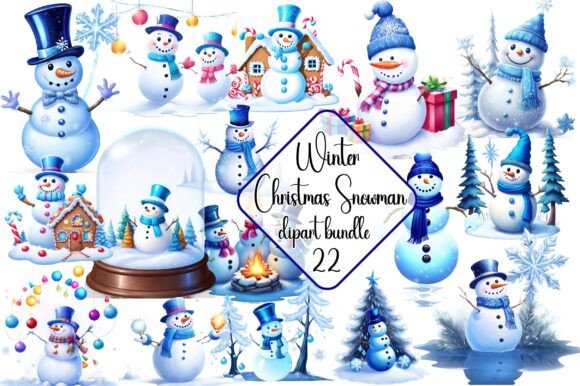 Winter Christmas Snowman Bundle: Essential Illustrations for Seasonal Publishing